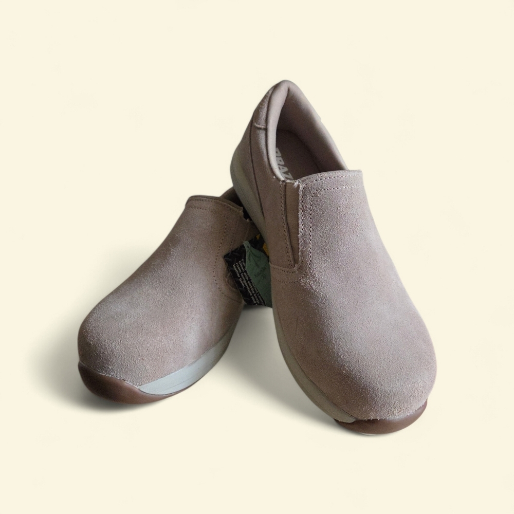 Women's Bazos Tan Suede Steel Toe Loafers Slip On ‎  Size 10